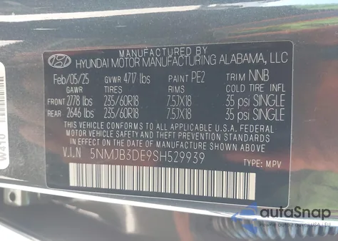 2025 Hyundai Tucson Sel из США, поврежденный, VIN 5NMJB3DE9SH529939